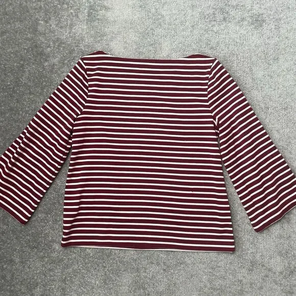 Banana Republic Shirt Womens XS Red White Striped Button Sleeves Casual Stretch - Picture 8 of 8